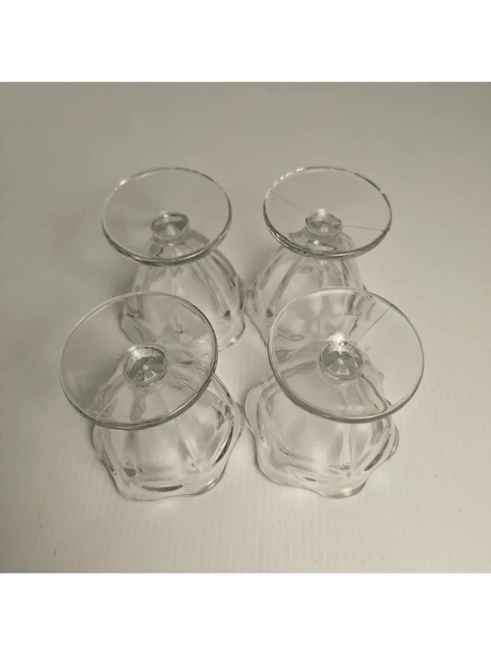 SET OF (4) ANCHOR HOCKING CLEAR GLASS TULIP ICE CREAM/SUNDAE/SHERBET DISHES VTG